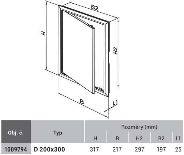 ELEMAN 1009794 VENTS D 200x300 plastová revizní dvířka