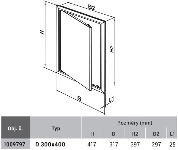 ELEMAN 1009797 VENTS D 300x400 plastová revizní dvířka