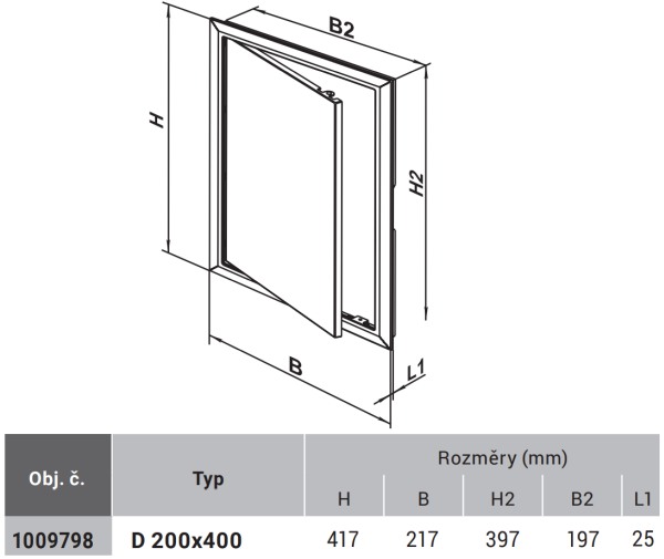 ELEMAN 1009798 VENTS D 200x400 plastová revizní dvířka