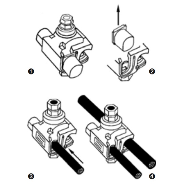 Tracon TSZL4-3 Odbočná propichovací svorka k vzdušnému vedení, 120-185/16-25mm2, 4kV, šroub M8