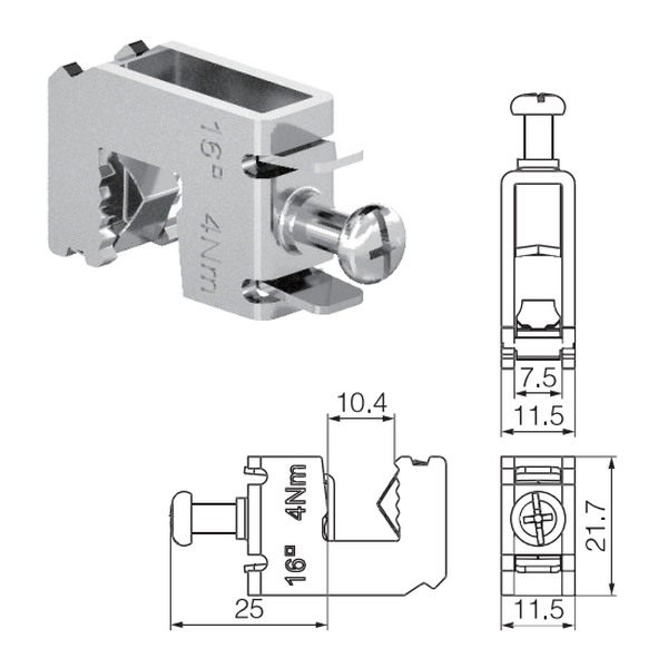 Tracon DSBCT6510 Odbočné svorky 10 mm, 1,5-16 mm2, 65A, 11,5x21,7x35 mm