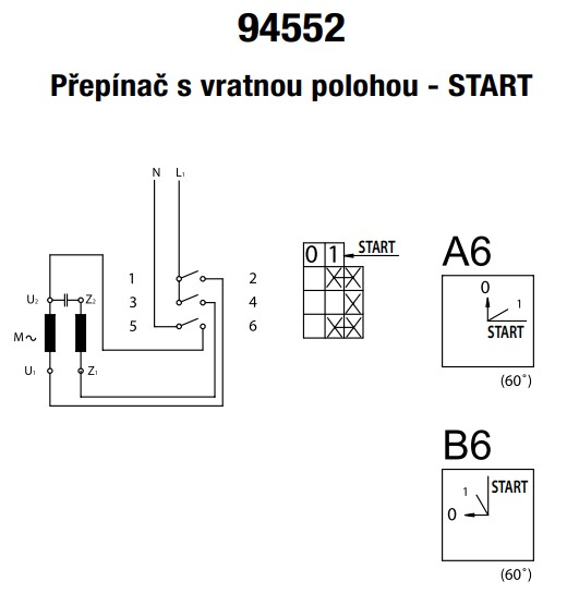 SEZ S10 JVD 94552 A6 Vestavný vačkový spínač s čelní deskou, s vratnými polohami 10A