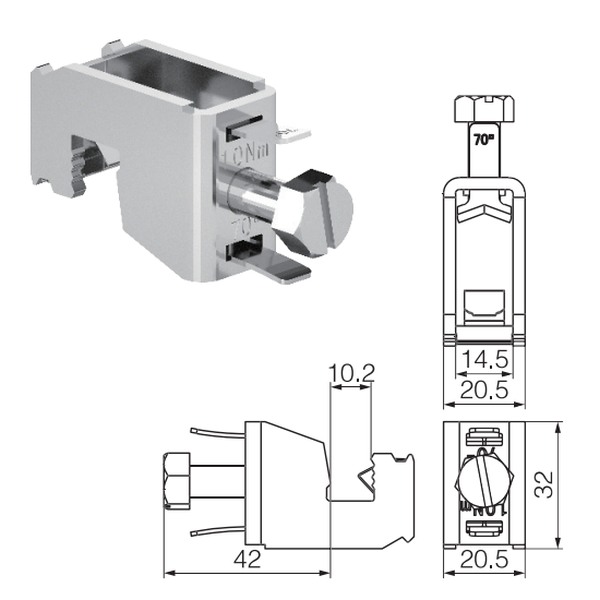 Tracon DSBCT17510 Odbočné svorky 10 mm, 16-70 mm2, 175A, 20,5x32x52 mm