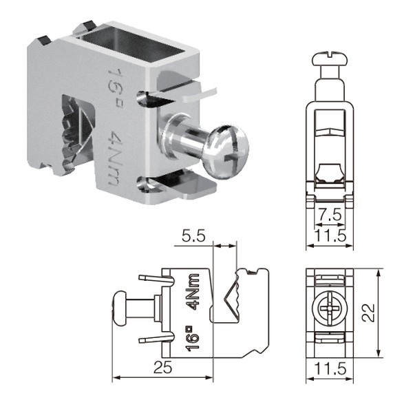 Tracon DSBCT6505 Odbočné svorky 5 mm, 1,5x16 mm2, 65A, 11,5x22x30 mm