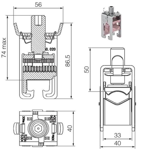Tracon DSBCT6300510 Odbočné svorky 5, 10 mm, 95-300 mm2, 40x56x86,5 mm