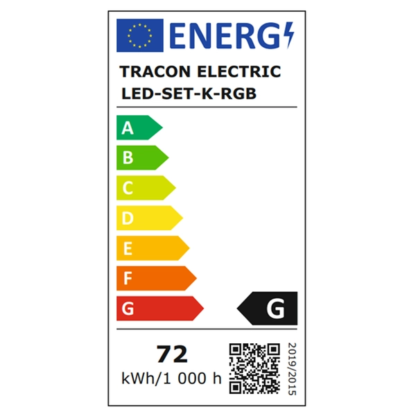 Tracon LED-SET-K-RGBW-3M LED pás, exterierový 220-240V, 50Hz, 83lm/W, 4,8W/m,400lm/m W=10mm,3m, RGBW, IP44