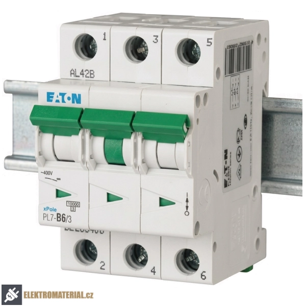 Třífázový jistič Eaton 263386 PL7-B6/3 na DIN lištu
