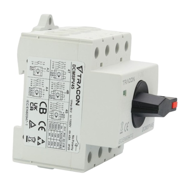 Tracon DCMSPV45 PV pojistkový odpínač 1500VDC(25A), Ith:45A, 4P, 1.5-35mm2