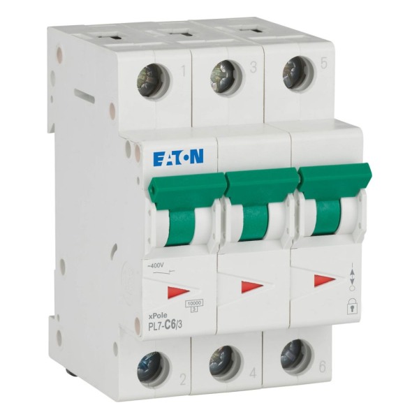 Třífázový jistič Eaton 263406 PL7-C6/3 na DIN lištu