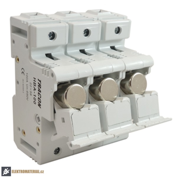 Tracon HBA-3P-100 Pojistkový odpínač k válcové pojistce 100A, 22x58mm; Un=230V/400V