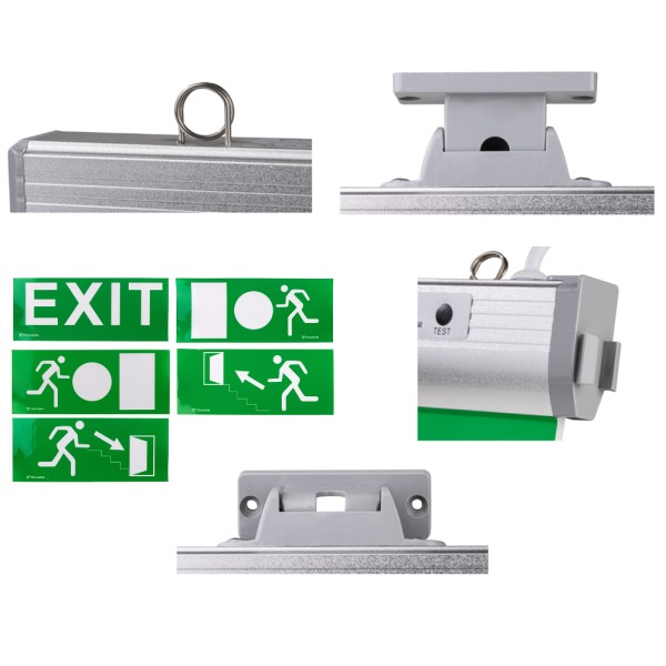 Tracon EXIT-04-J-NM Nouzové LED svítidlo, se samolepícími piktogramy 230V, 50Hz, 36×LED, 3h, 3,7V / 1200mAh, Li-ion, IP30