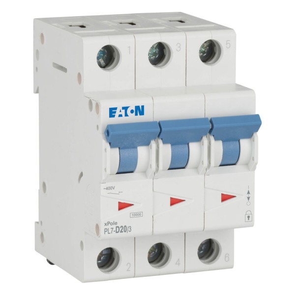 Třífázový jistič Eaton 263422 PL7-D20/3 na DIN lištu