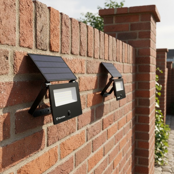 Tracon LSTB20NW Solární LED reflektor s pohybovým čidkem, černý, 20W, 4000K, 1800lm, IP65, 3,7V, 5,2Ah