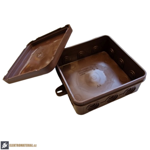 Krabice Tracon PDB100X100 rozbočovací, s naklapávacím víčkem, 100x100x40 mm, vnější úchyty pro montáž na povrch, IP 54