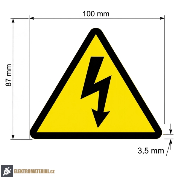Plastový bezpečnostní štítek se symbolem blesku šířka 100 mm