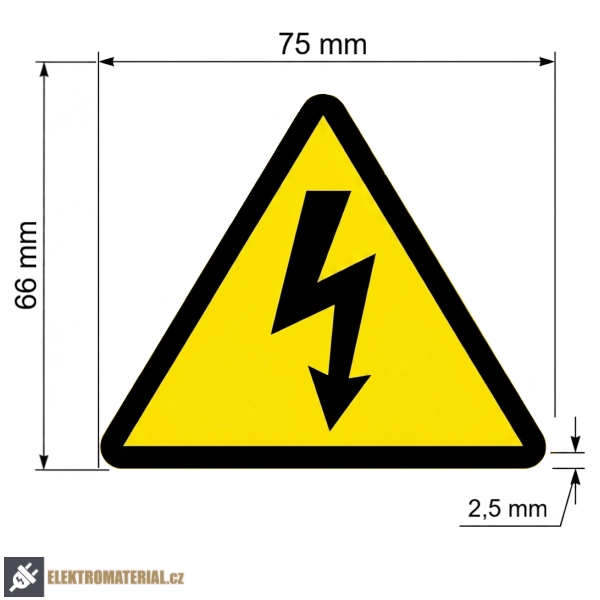 Plastový bezpečnostní štítek se symbolem blesku šířka 75 mm
