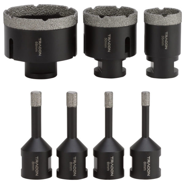 Tracon DHDBSET Sada vrtáků a vykružovačů děr 6, 8, 35, 50, 68 mm
