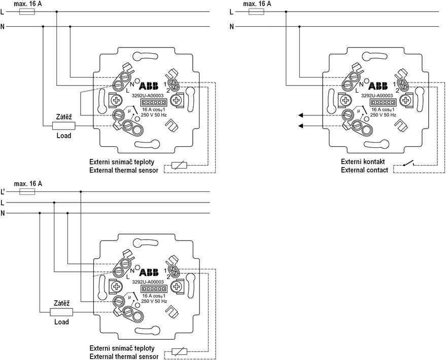 Přístroj - termostat ABB 3292U-A00003