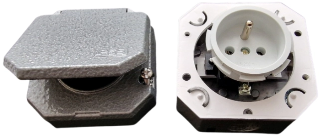 ABB 5518-2750 Venkovní zásuvka jednonásobná s víčkem, Al, IP55