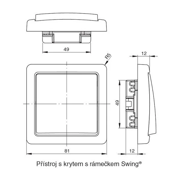 Vypínač lustrový Swing ABB 3557G-A05340 H1 č.5 bez rámečku hnědý
