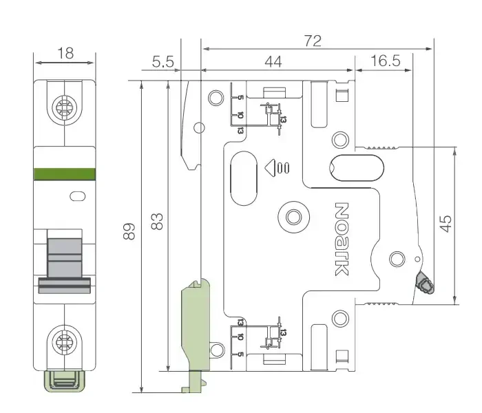 Noark 100271 Ex9BH 1P B2 Instalační jistič 10 kA, charakteristika B, 2 A, 1pól