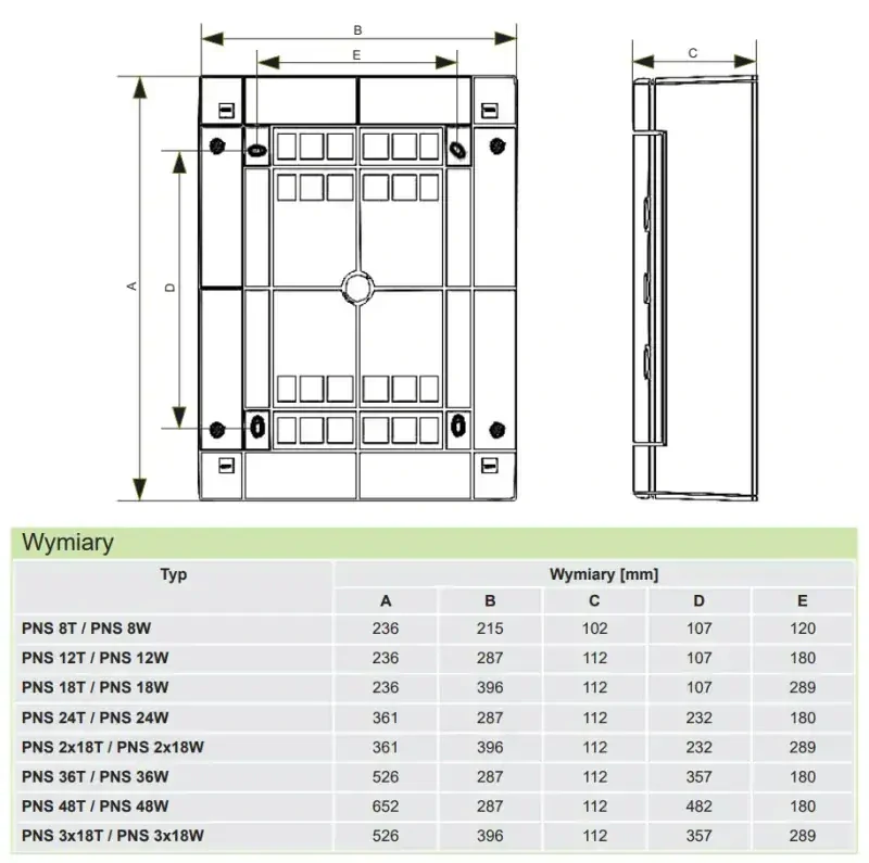 Noark 101497 PNS 8T Plastová rozvodnice, průhledné dveře, montáž na omítku, IP40, 1 řada, 8 modulů