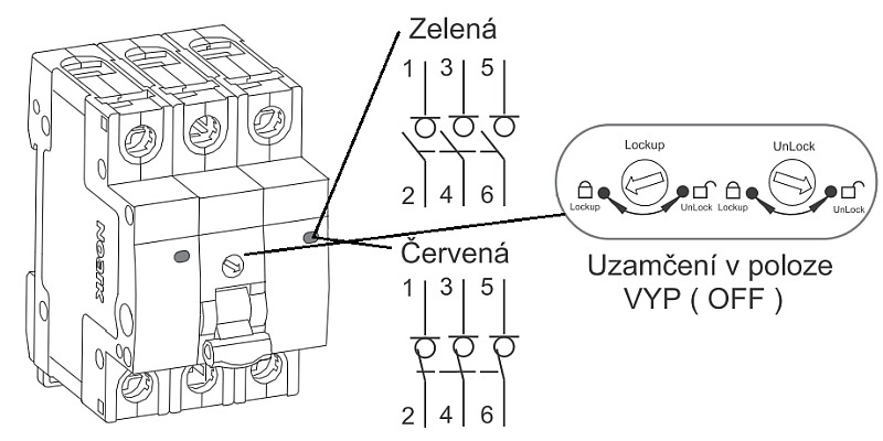 Noark 102308 Ex9I125 3P 16A Instalační vypínač, šířka 3 moduly, 3pól, 16A