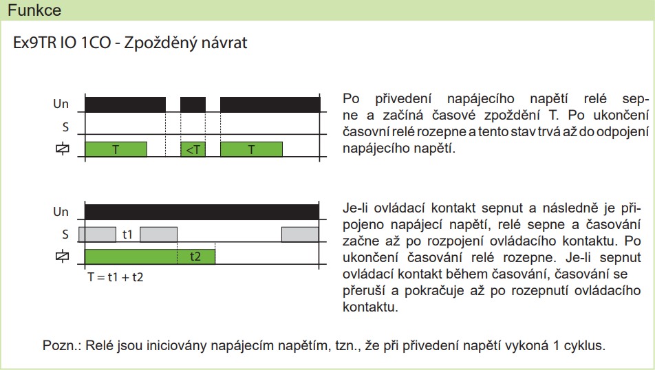 Noark 111737 Ex9TR IO 1CO Jednofunkční časové relé, zpožděný návrat, 1x přepínací kontakt 16A, 12-240V AC/DC