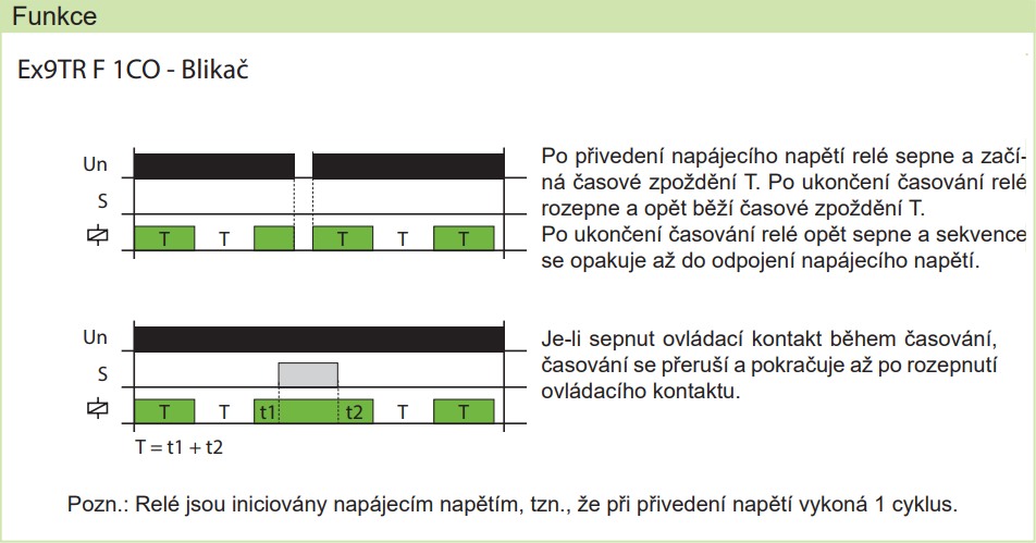 Noark 111738 Ex9TR F 1CO Jednofunkční časové relé, blikač, 1x přepínací kontakt 16A, 12-240V AC/DC
