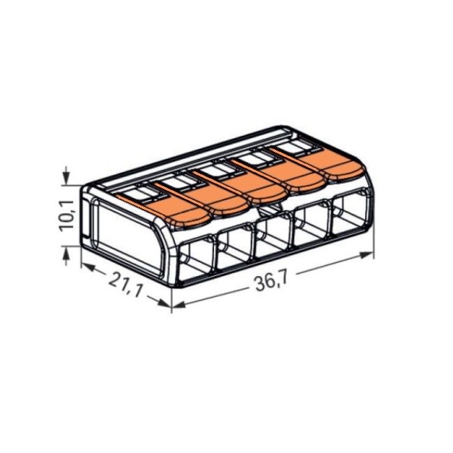 Svorka WAGO 221-615 5 x 6 s páčkou