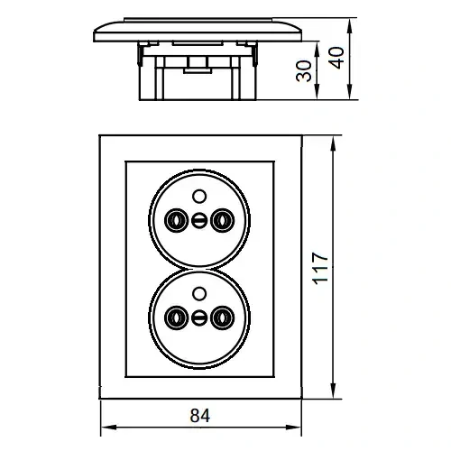 ELITE - Dvojitá zásuvka světlé dřevo - dub