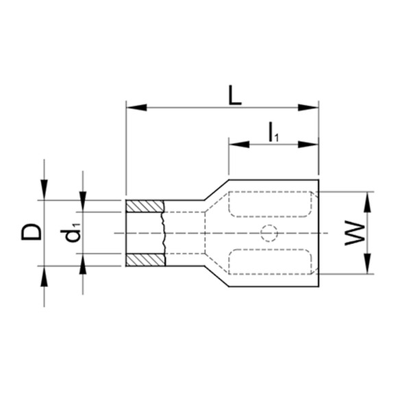 Tracon PTCSH6 Celoizolované Cu lisovací kolíky ploché, červené 1,5mm2, 6,3×0,8mm