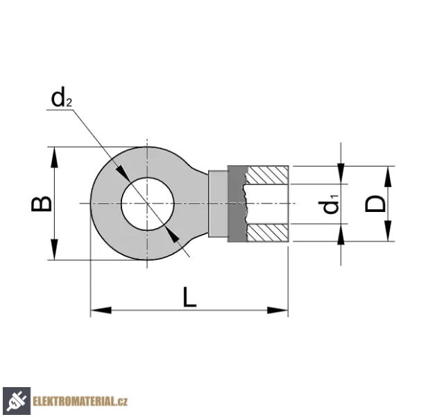 Tracon SSZ12 Izolovaná Cu lisovací kabelová oka, žlutá, pocínovaná 6mm2, M12, (d1=3,4mm, d2=13mm),PVC