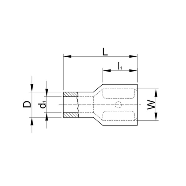 Tracon STCSH6 Celoizolované Cu lisovací kolíky ploché, žluté 6mm2, 6,3×0,8 mm