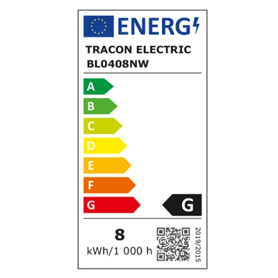 Tracon BL0408NW Koupelnové LED svítidlo, série BL 230VAC, 50Hz, 8W, 4000K, 500lm, IP44,EEI=G
