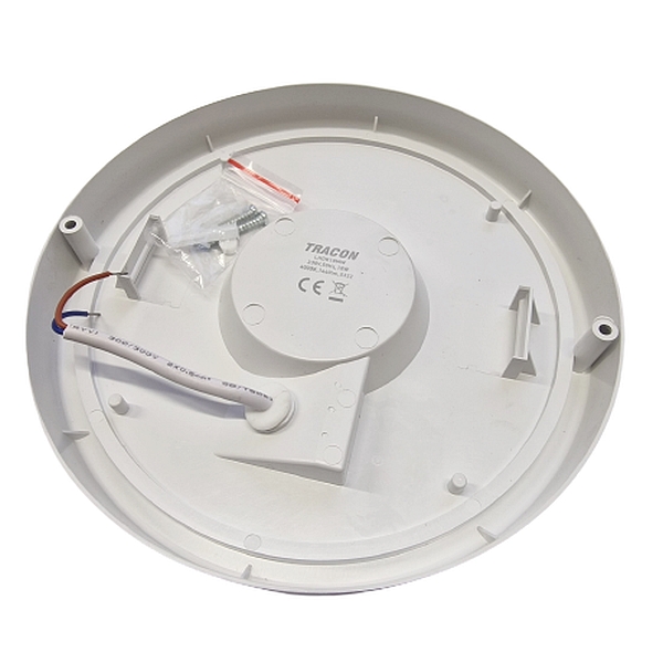 Tracon LHDK12NW Přisazené plastové LED svítidlo,kulaté 230 VAC, 50 Hz, 12 W, 960 lm, 4000 K, IP44, EEI=G