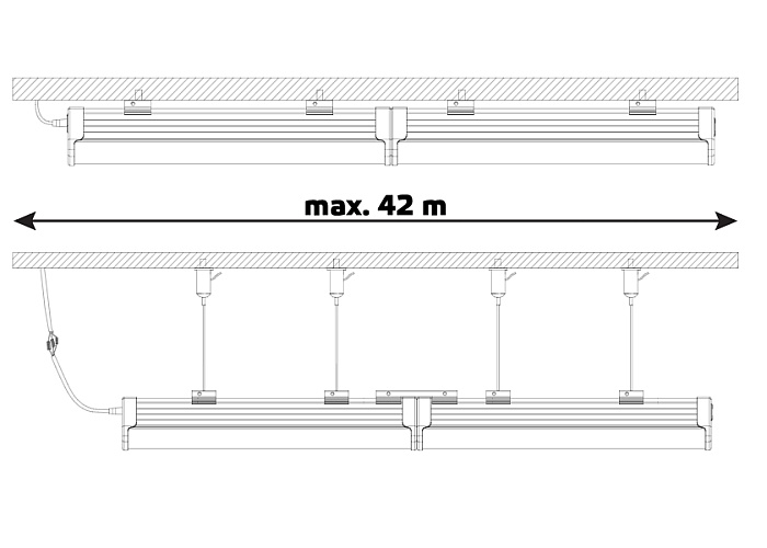 Tracon ML1560NW Plastové LED svítidlo,propojitelné 230VAC, 50Hz, 60W, 4000K, 120°, 7800lm, IP42, EEI=E