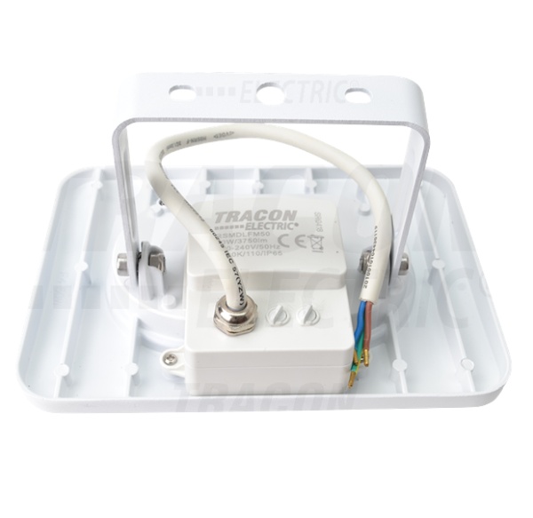 Tracon RSMDLFM50 SMD reflektor se snímačem pohybu, bílý 50W, 4000K, IP65, 220-240V AC, 4000lm, 110°, 3-10m, EEI=G
