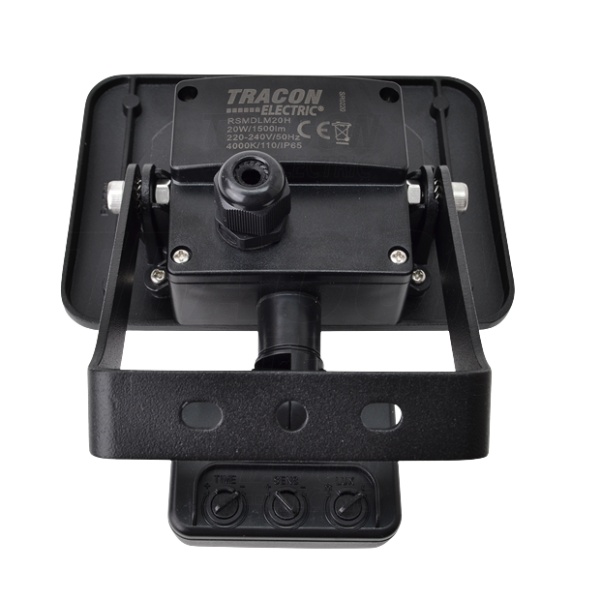 Tracon RSMDLM20H SMD reflektor se snímačem pohybu, s nastav.citlivostí,černý 220-240V,20W,4000K,IP65,1600lm,120°, 10s-7min, 3-10m, EEI=G
