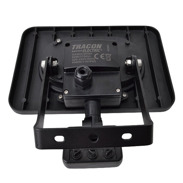Tracon RSMDLM50H SMD reflektor se snímačem pohybu, s nastav.citlivostí,černý 220-240V,50W,4000K,IP65,4000lm,120°, 10s-7min, 3-10m, EEI=G