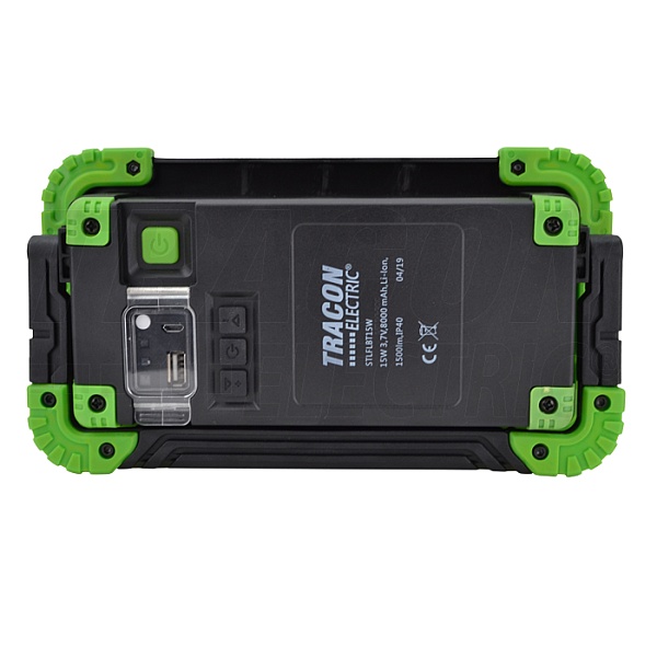 Tracon STLFLBT15W Akumulátorový montážní LED reflektor s bluetooth 15W, 6000K, 3,7V, 8000mAh, Li-Ion, 1500lm, 4-10 h, IP40