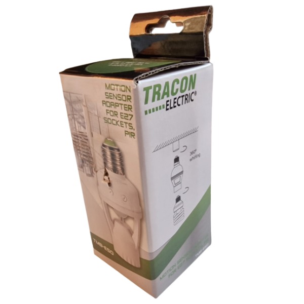 Tracon TMB-E50 Adaptér s infračerveným snímačem pohybu, do objímky E27 230 VAC, 120°, max. 6 m, 10 s-5 min, 3-2000 lux