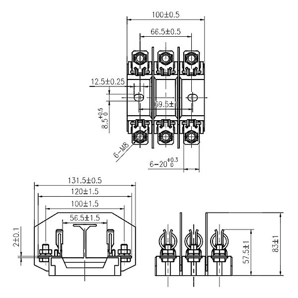 Tracon NTA-00/3 Spodek k nožovým pojistkám 00C, 00 / 3P
