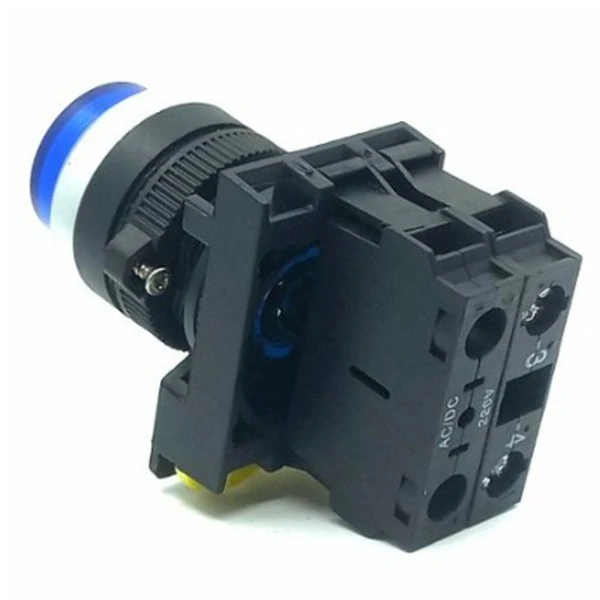 Tracon NYG3-HLB Výstupní tlačítko, prosvětlené modré 1×NO, 5A/230V AC-15, IP65, LED 230V AC/DC