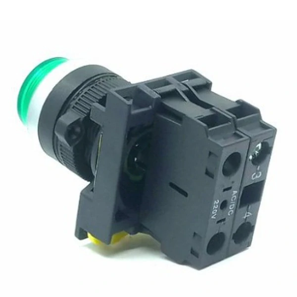 Tracon NYG3-HLG Výstupní tlačítko, prosvětlené zelené 1×NO, 5A/230V AC-15, IP65, LED 230V AC/DC