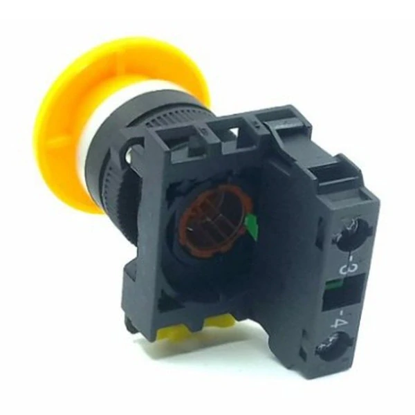 Tracon NYG3-MY Hřibové tlačítko, žluté 1×NO, 5A/230V AC-15, 40mm, IP65