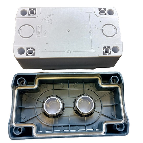 Tracon NYGD-2GR Krabicová sestava k tlačítkům šedá, 2 d=22,5, IP65, 2×PG-13,5