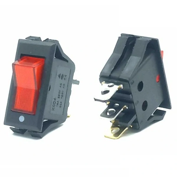 Tracon TES-11 Kolébkový vypínač, ON-OFF, červený-podsvětlený 16(6)A, 250V AC