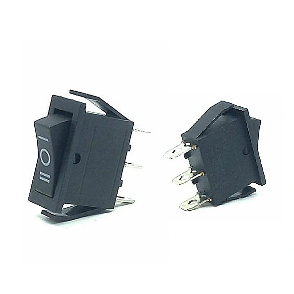 Tracon TES-12 Kolébkový přepínač, 3-poloh., černý, (popis I-0-II) 16(6)A, 250V AC