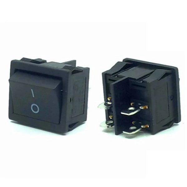 Tracon TES-51 Kolébkový vypínač, ON-OFF, 2-polohový, černý, popis 0-I 16(6)A, 250V AC